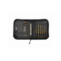 Arrowmax AM Toolset For 1/10 Electric Touring Cars (11pcs) With Tools Bag Black Golden AM-199445