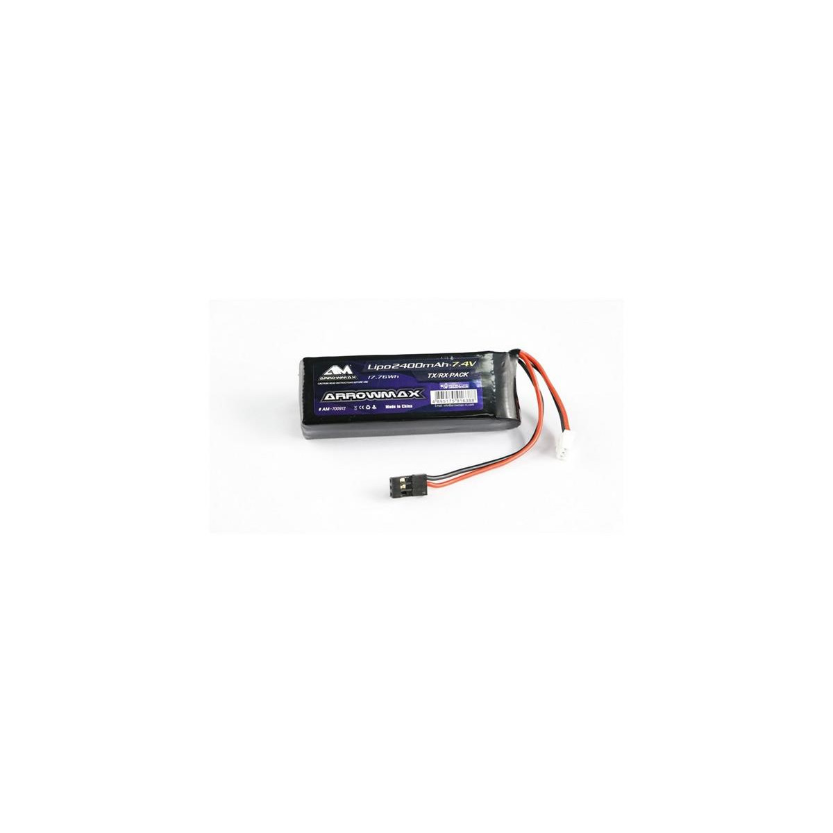 ArrowMax sur Lipo 2400mAh 2S TX / RX 7.4V Pack plat...