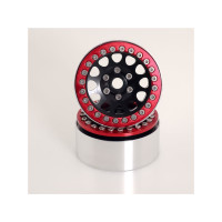 TSP-Racing TSP-601828 1.9" Aluminum Beadlock Crawler Wheels 4pcs - M105 Black - Ring Red - 4pcs