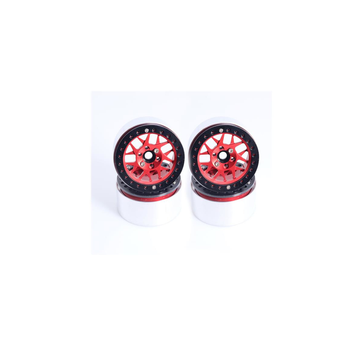 2.2 Aluminum Beadlock Crawler Wheels 4pcs - KM12 Red