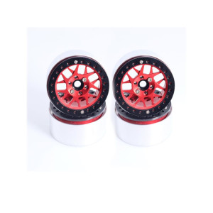 2.2 Aluminum Beadlock Crawler Wheels 4pcs - KM12 Red