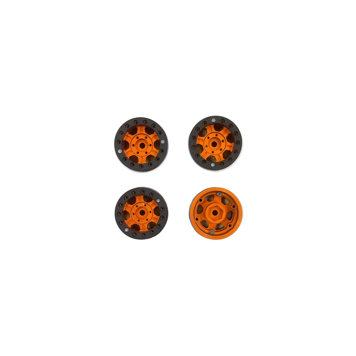 1.55" Aluminum CNC 6stars  BeadLock Felgen 4pcs or/blk