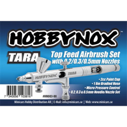 HOBBYNOX TARA Airbrush Top Feed 0.2/0.3/0.5mm 2cc 1.8m Hose HN003-01