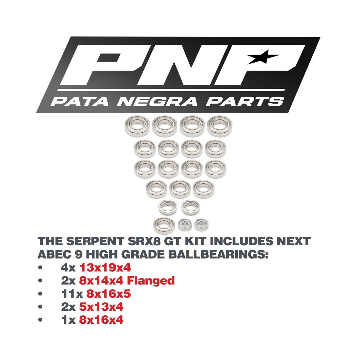 PNP ABEC 9 Transmission Kit SERPENT SRX8 GT 23 PNP-2112