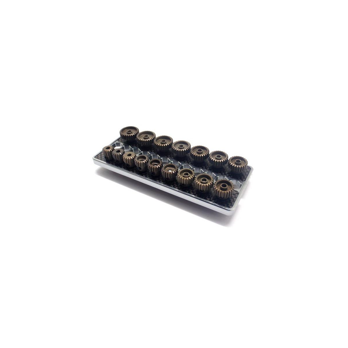 Set Of 16 Alu Pinions 48DP With Caddy 15T ~ 30T