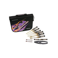 Arrowmax AM Toolset For 1/10 Electric Touring Cars (10pcs) With Tools Bag Black Golden AM-199444